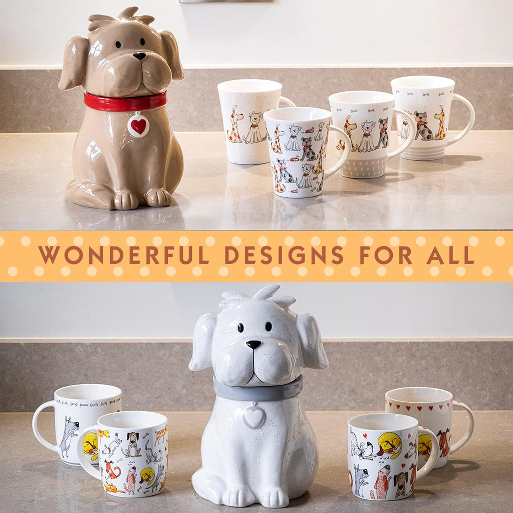 Ceramic Cookie Jar with Lid, Large Dog Treat Jar for Cookies & Biscuits, Cute Novelty Storage Container Counter