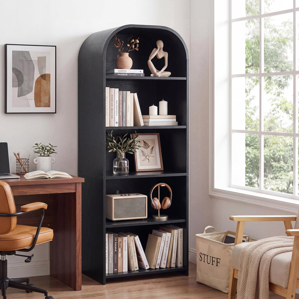 63'' Tall Record Player Stand, 5 Tier Large Record Player Storage Cabinet