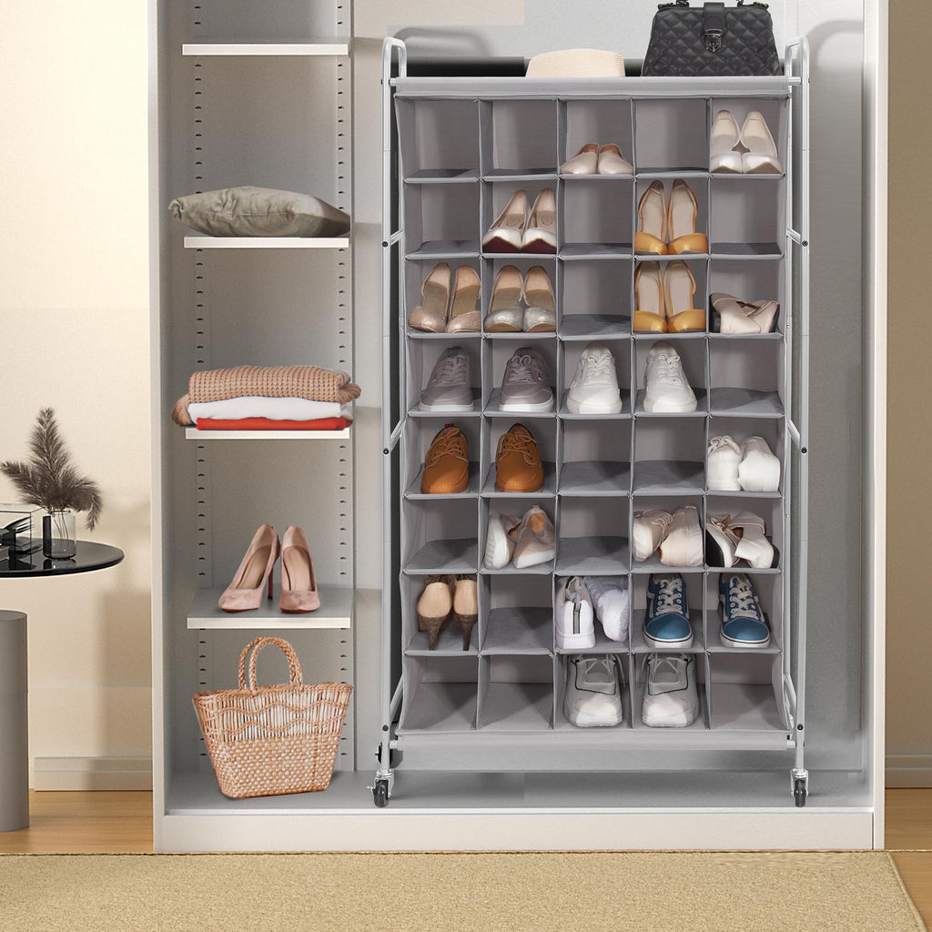 Shoe Cubby Organizer, Free Standing Shoe Cube Rack, Closet, 40-Cube Gray