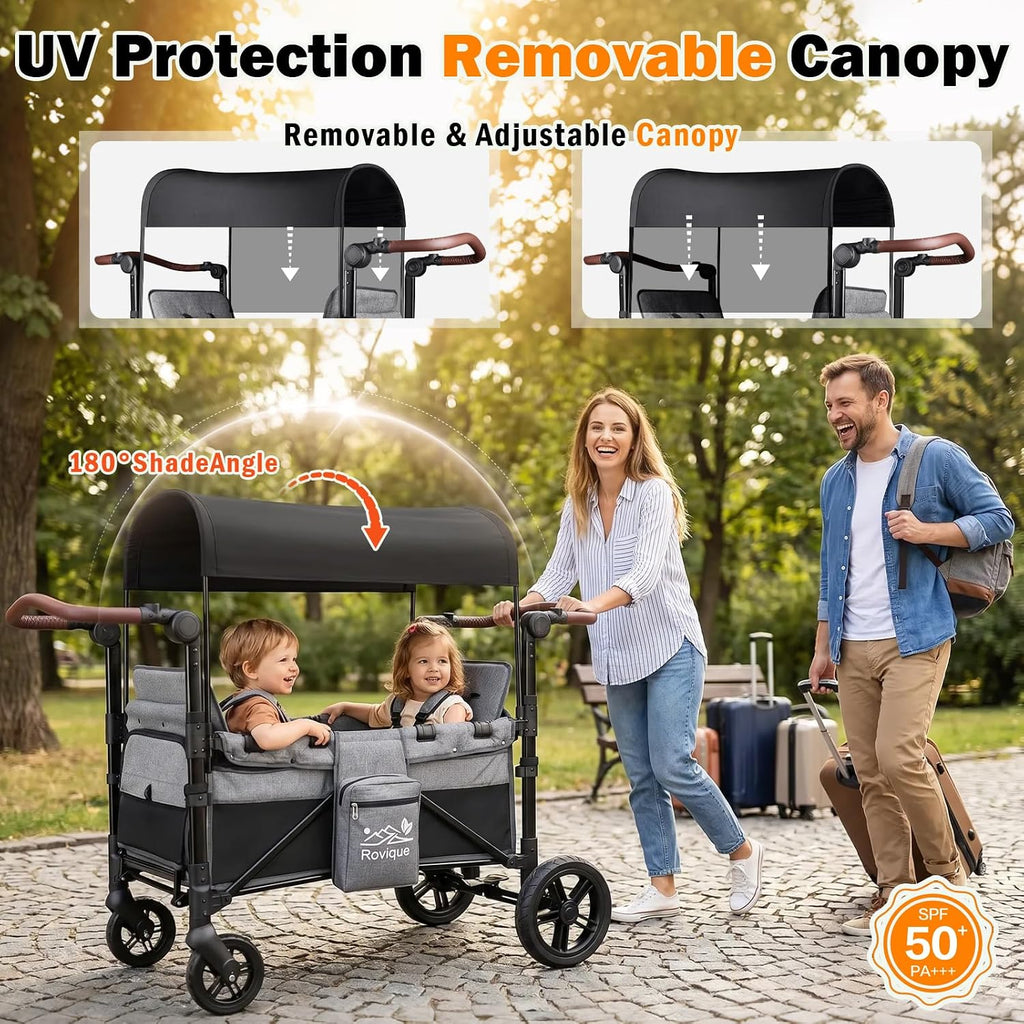 Wagon Stroller for 2 Kids, Aluminum Baby Wagon with Extra Long Extender