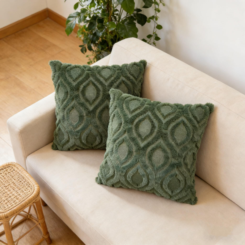 Pack of 2 Decorative Throw Pillow Covers 24x24, Soft Plush Faux Fur Wool Couch Cushion Pillow Covers Cozy Boho