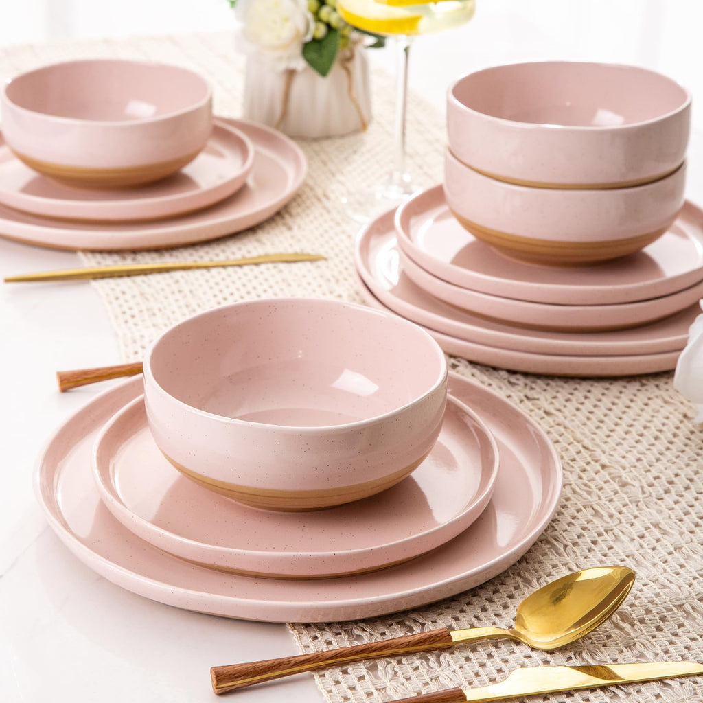 24-Piece Stoneware Dinnerware Set for 6, Plates, Pasta Bowls & Bowls
