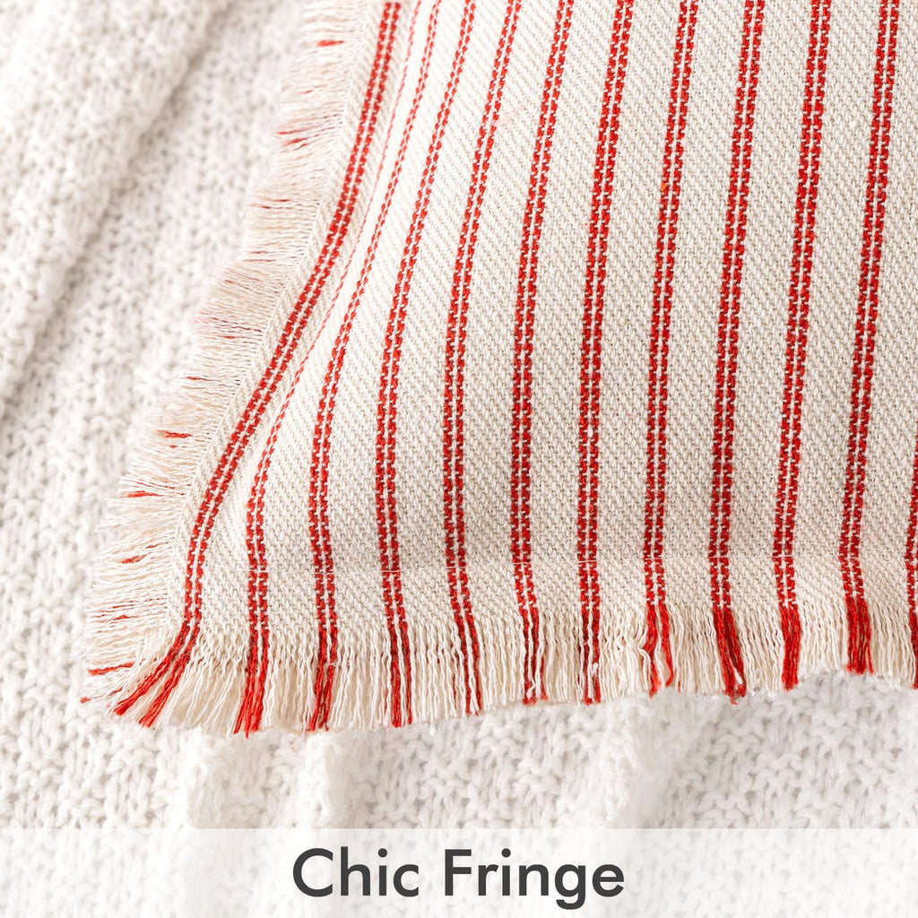 Christmas Red Striped Decorative Throw Pillow Covers, 20x20