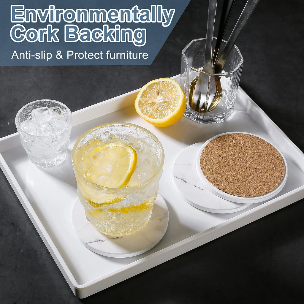 Absorbent Coasters for Drinks,Ceramic Coaster with Holder Durable - Set of 6