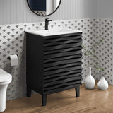 24-Inch Bathroom Vanity with Sink – Freestanding Modern Cabinet, Black Finish
