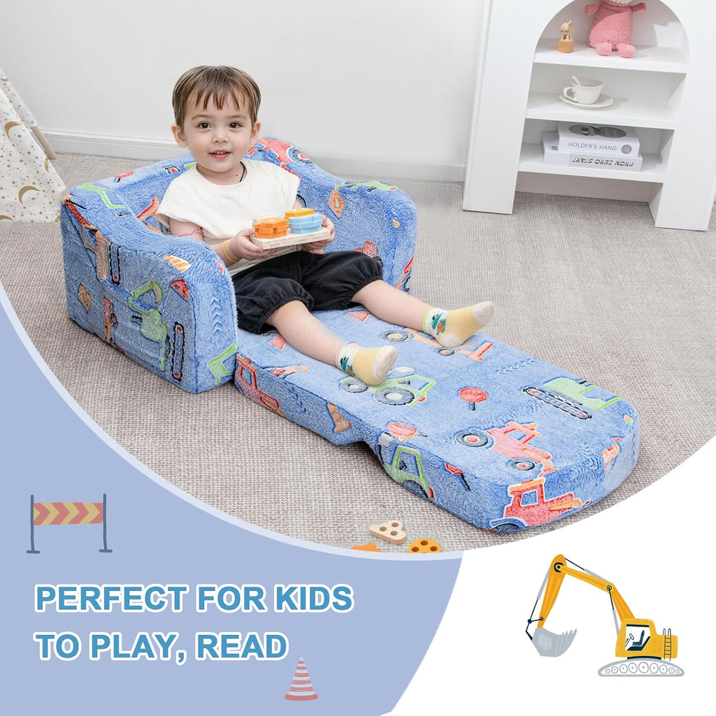 Comfy Kids Sofa Chair, in-1 Fold Out Couch with Blanket