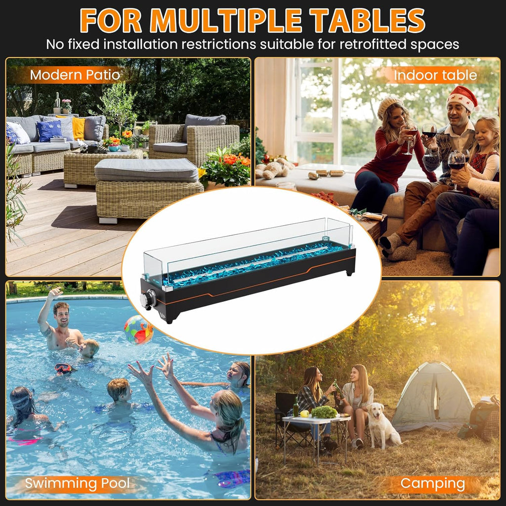 28" Table Top Propane Fire Pit, 45,000 BTU Tabletop Gas Fire Pit, Tabletop Firepit