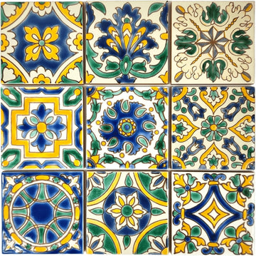 Set of 9 Decorative Ceramic - Hand Painted Indoor & Outdoor - Spanish Artisan Top Kitchen - Mediterranean Decorative