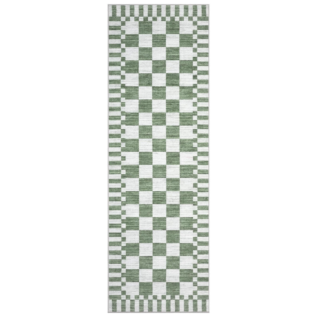 Checkered Kitchen Runner Rug Non Slip Washable