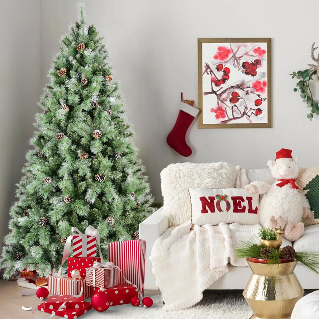 Christmas Tree, 1858 Tips, Pine Cones, PVC & Hard Needle, Green