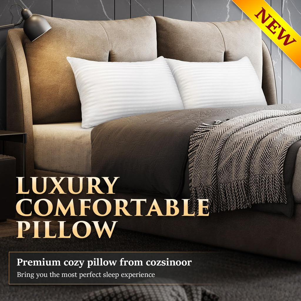 Bed Pillows for Sleeping Queen Size Set of 2 | Hotel Quality Breathable Cooling Down Alternative Microfiber Filled