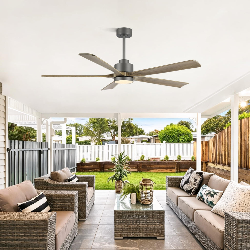 52" Ceiling Fan with Light and Remote, 5 Solid Wood Blades, Quiet Reversible DC Motor, 6-Speed Modern Indoor Ceiling