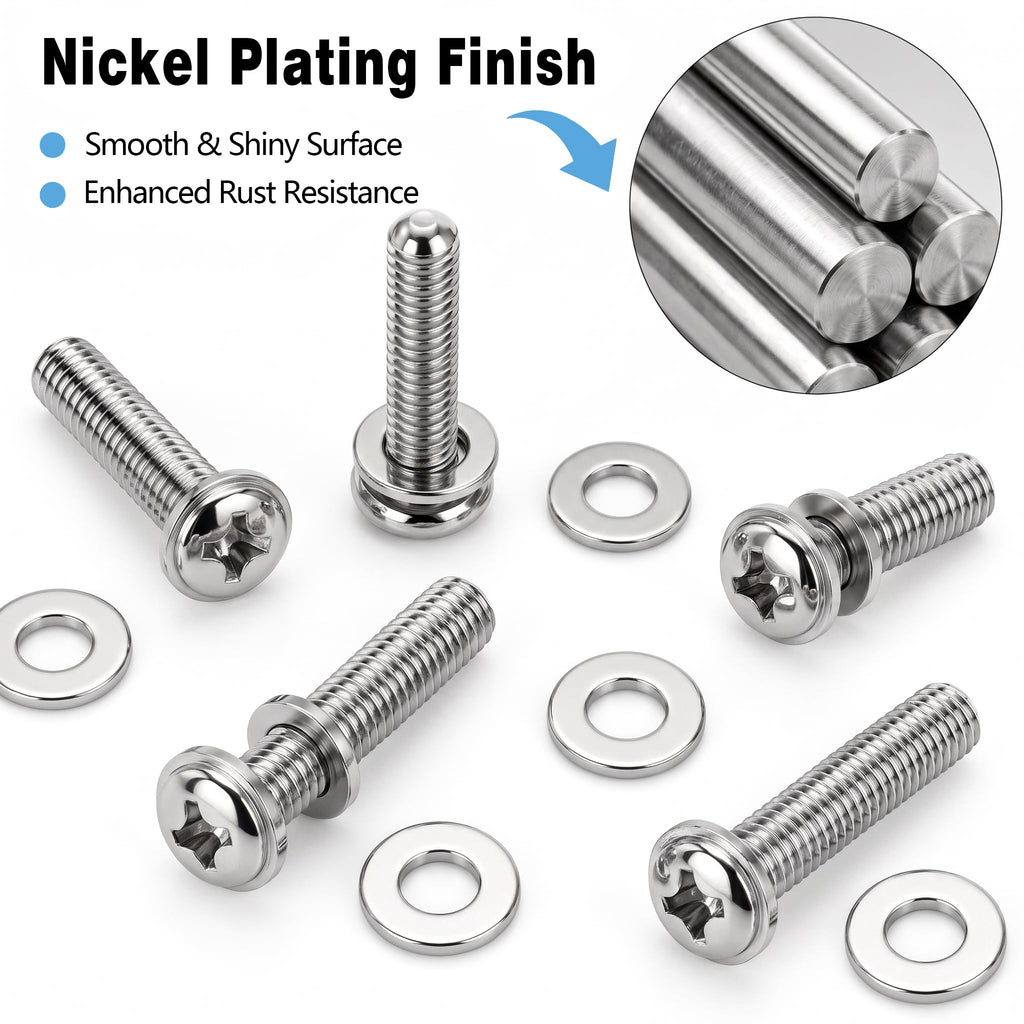 200PCS M4 Cabinet Pulls Knobs Screws,M4 Machine Screws,M4×25/30/35/40/45/50mm Phillips Pan Head Drawer Screws with