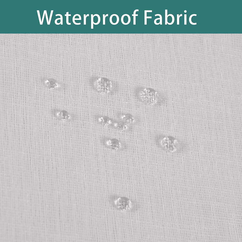 Burlap Linen Look Outdoor Curtain 2 Panels | Waterproof Sheer Curtains for Pergola, Porch, Cabana, Gazebo Grommet