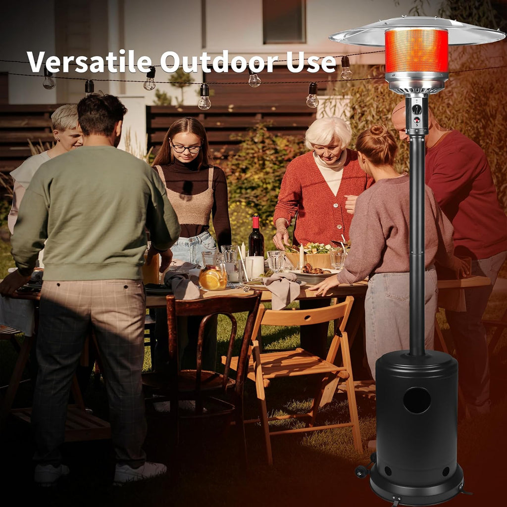 50,000 BTU Propane Patio Heater with Wheels - Outdoor Gas Heater for Backyard, Garden & Restaurant, Powder-Coated