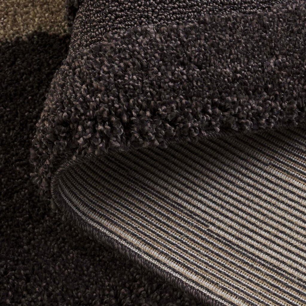 Florida Shag Collection Runner Rug - 2'3" x 7', Dark Brown & Beige, Stripe Design, Non-Shedding & Easy Care, 1.2-inch