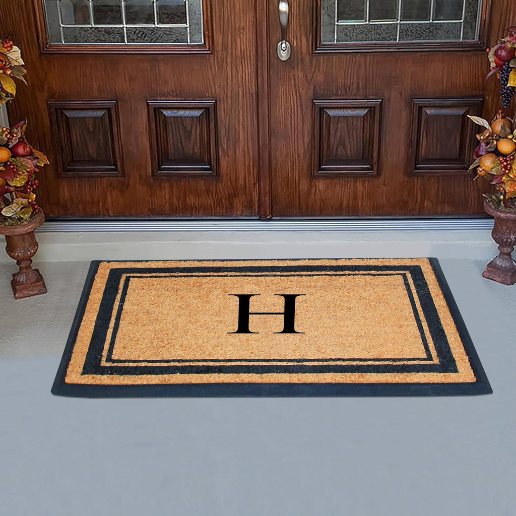 Doormat, 30x48, Natural Coir & Rubber, Monogrammed, Heavy Duty, Front Door Mat