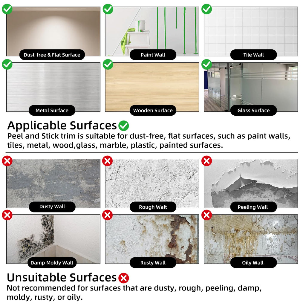 10-Pack Peel and Stick Tile Trim for Backsplash - 12" Self-Adhesive PVC Molding Edge, Decorative Pencil Tile Edging