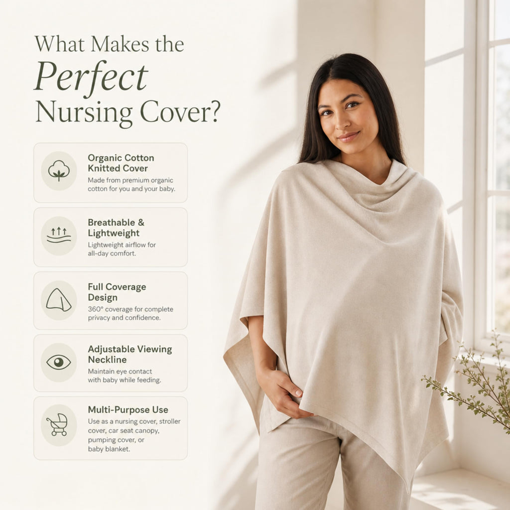 Knit Breathable Nursing Cover Up for Breastfeeding - Soft GOTS Certified Organic Cotton Breastfeeding Cover Up for