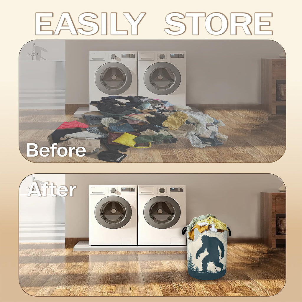 Big Foot Laundry Hamper,Retro Forest Collapsible Laundry Baskets,Waterproof Oxford Cloth Laundry Room Organization