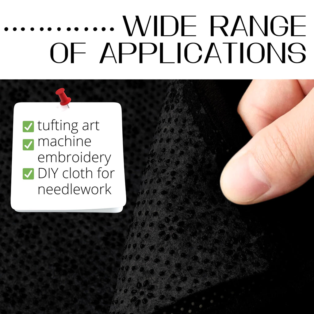 72х40 Inch Black Final Backing Cloth - Black Vinyl Primary Tufting Cloth Backing Fabric Non Slip with Plum Blossom