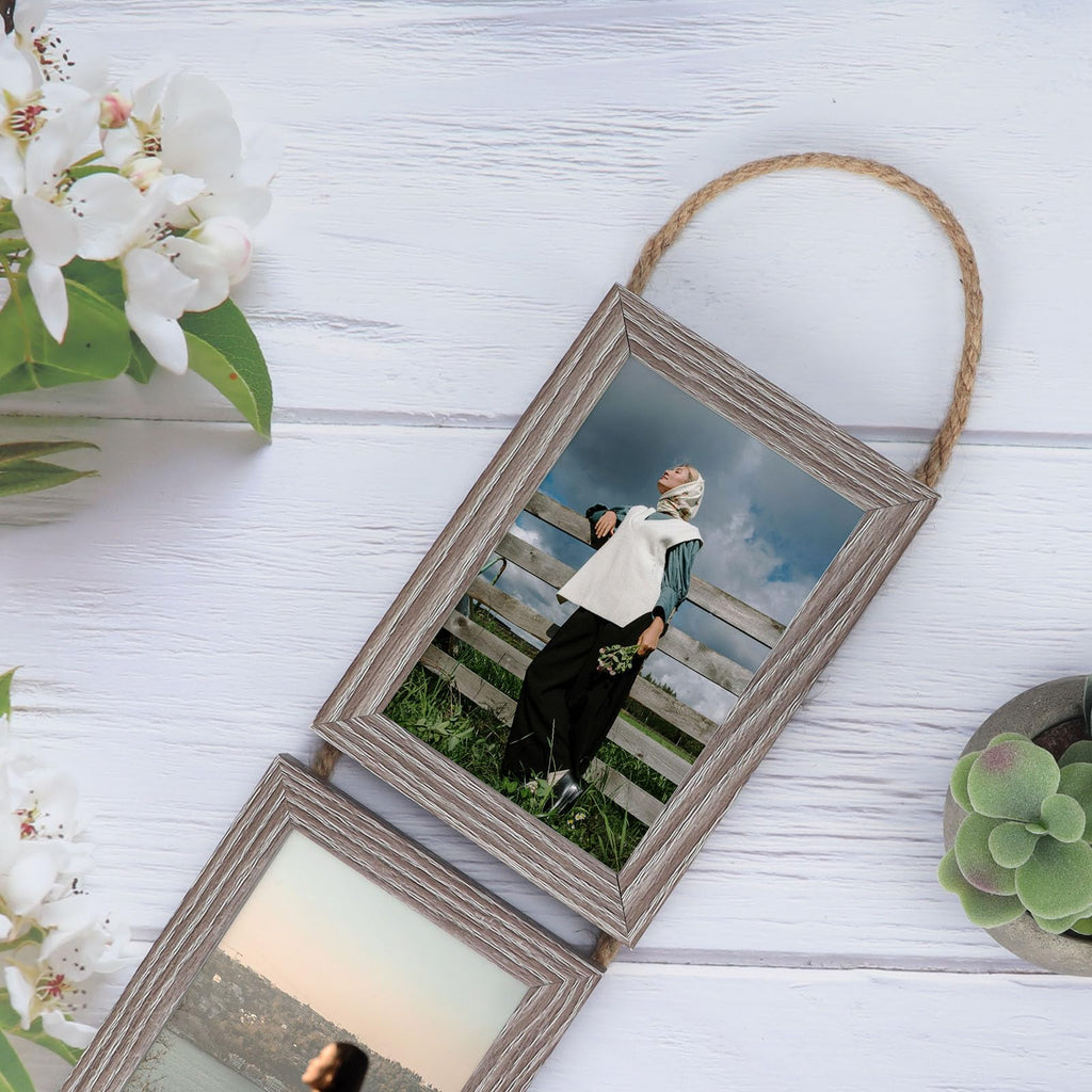 4x6 Collage Picture Frames, 6 Openings Vertical Hanging Photo Frame Set of 2, 4 by 6 inch Multi Picture Frames for