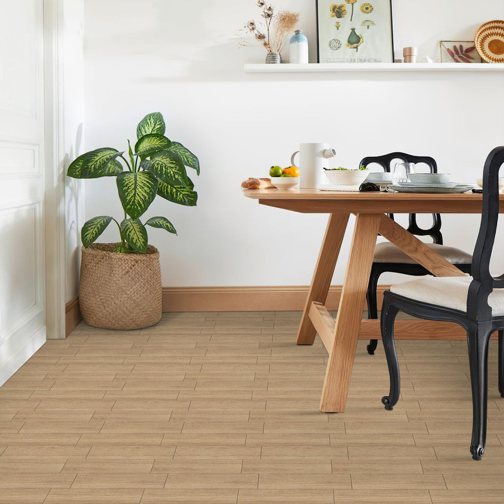 Thick Peel and Stick Floor Tile, Imitation Wood Grain Vinyl Flooring, Waterproof DIY Self-Adhesive Flooring Tiles