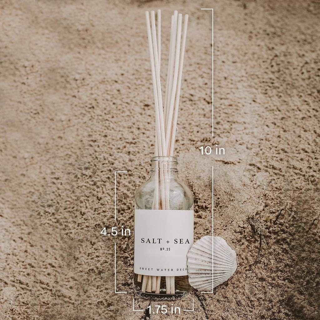 Salt & Sea Reed Diffuser Set - Sea Salt Citrus & Musk Amber Scent Diffuser - Reed Diffusers with Long Lasting