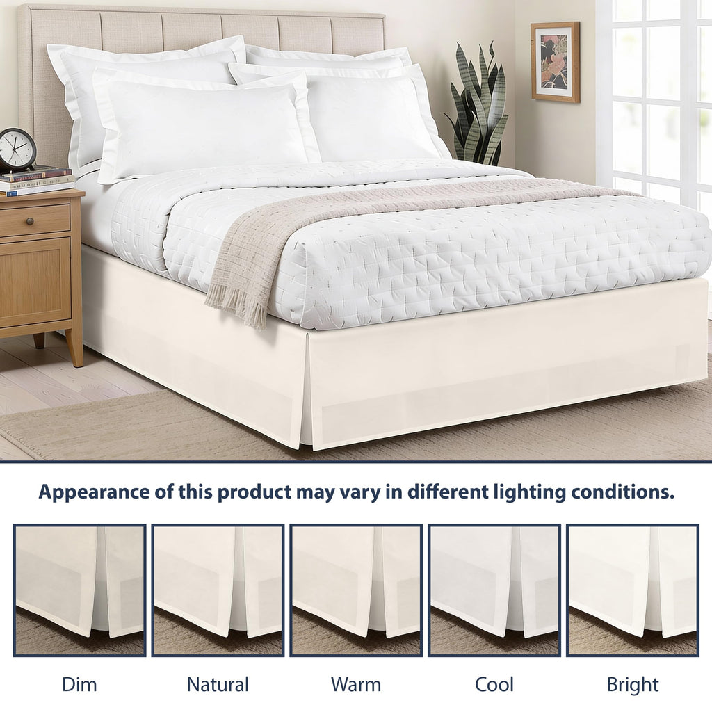 Tailored Bed Skirt Classic 14" Drop Length Pleated Styling, Twin, Bone