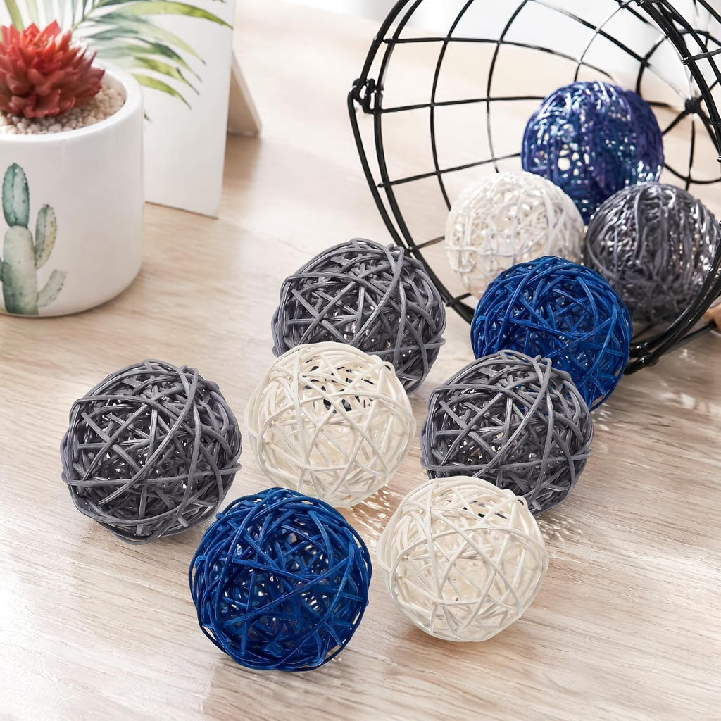3.15'' Natural Rattan Decorative Balls for Bowls Home Decor Wedding - Set of 6