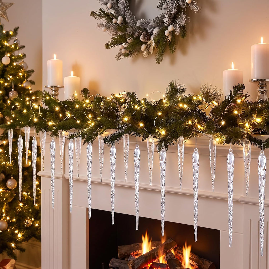 Large Crystal Icicles Ornaments Decor - Set of 24