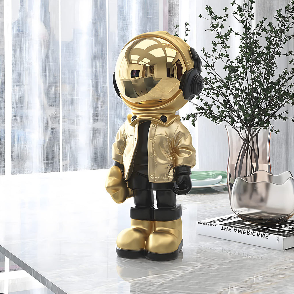Astronaut Statue, Spaceman Sculpture Polyresin Figurine Gold