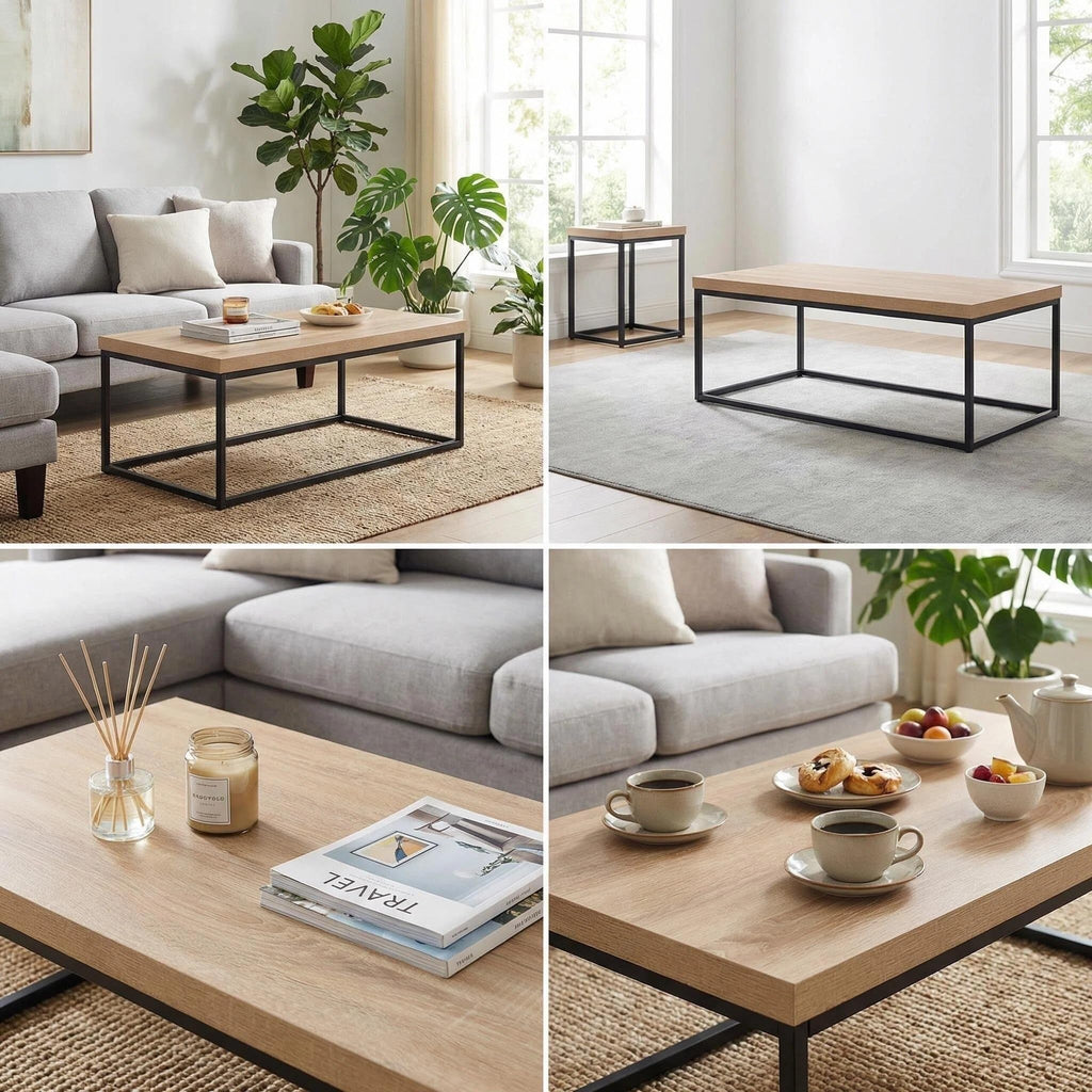 Natural Oak Coffee Table/Center Table, 47-Inch