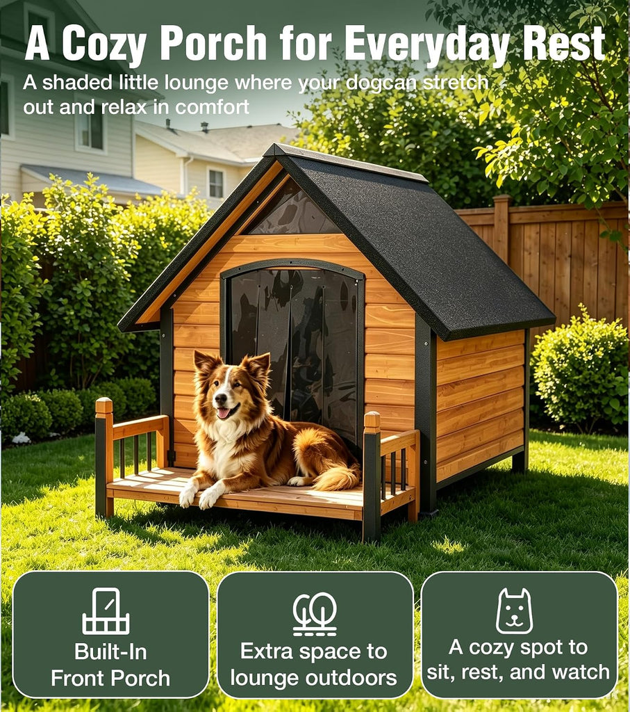 Extra Large Dog House Outdoor with Reinforced Iron Frame