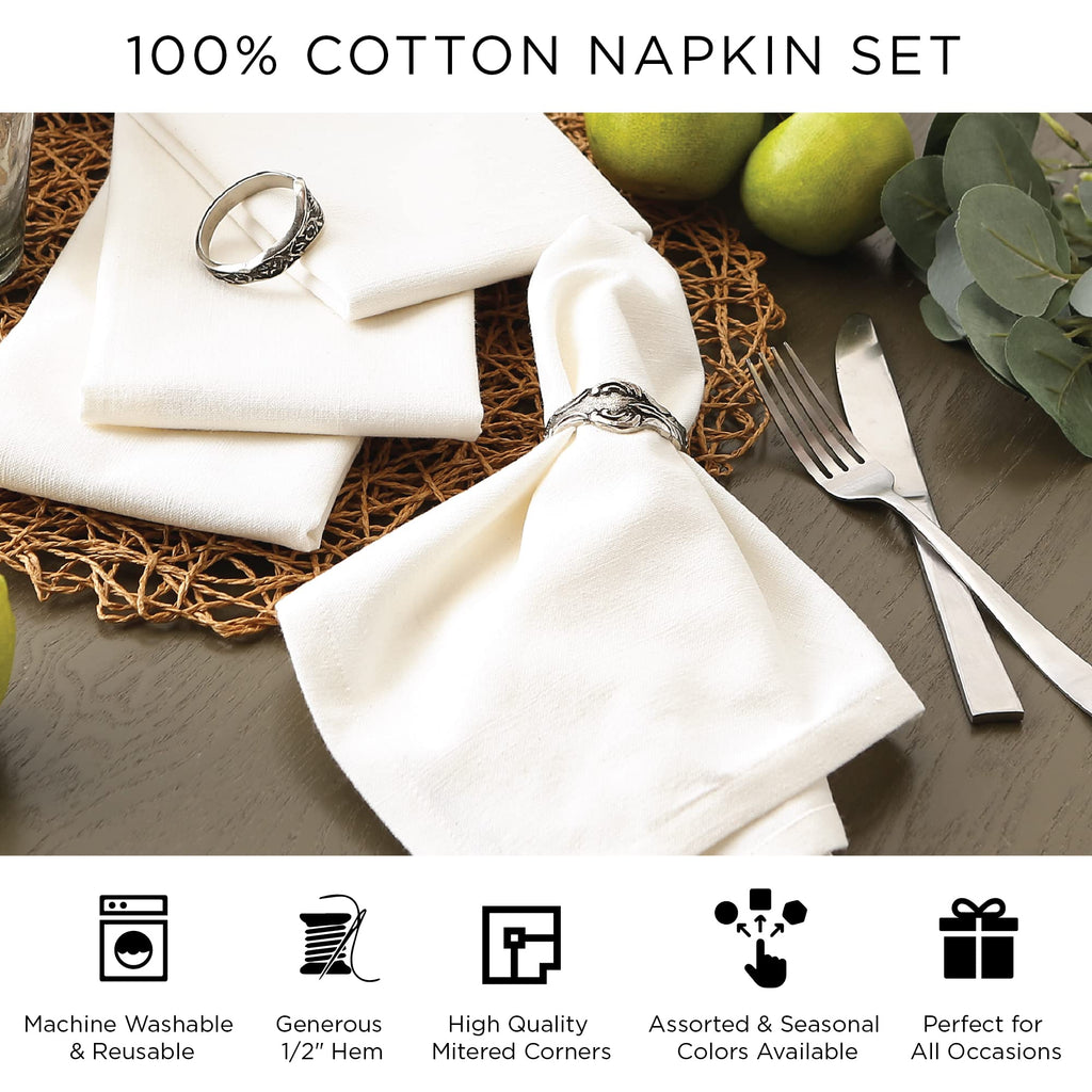 Give Thanks Plaid Fall Table Decor, Autumn & Thanksgiving Tabletop Linens, Square Napkin Set, 20x20
