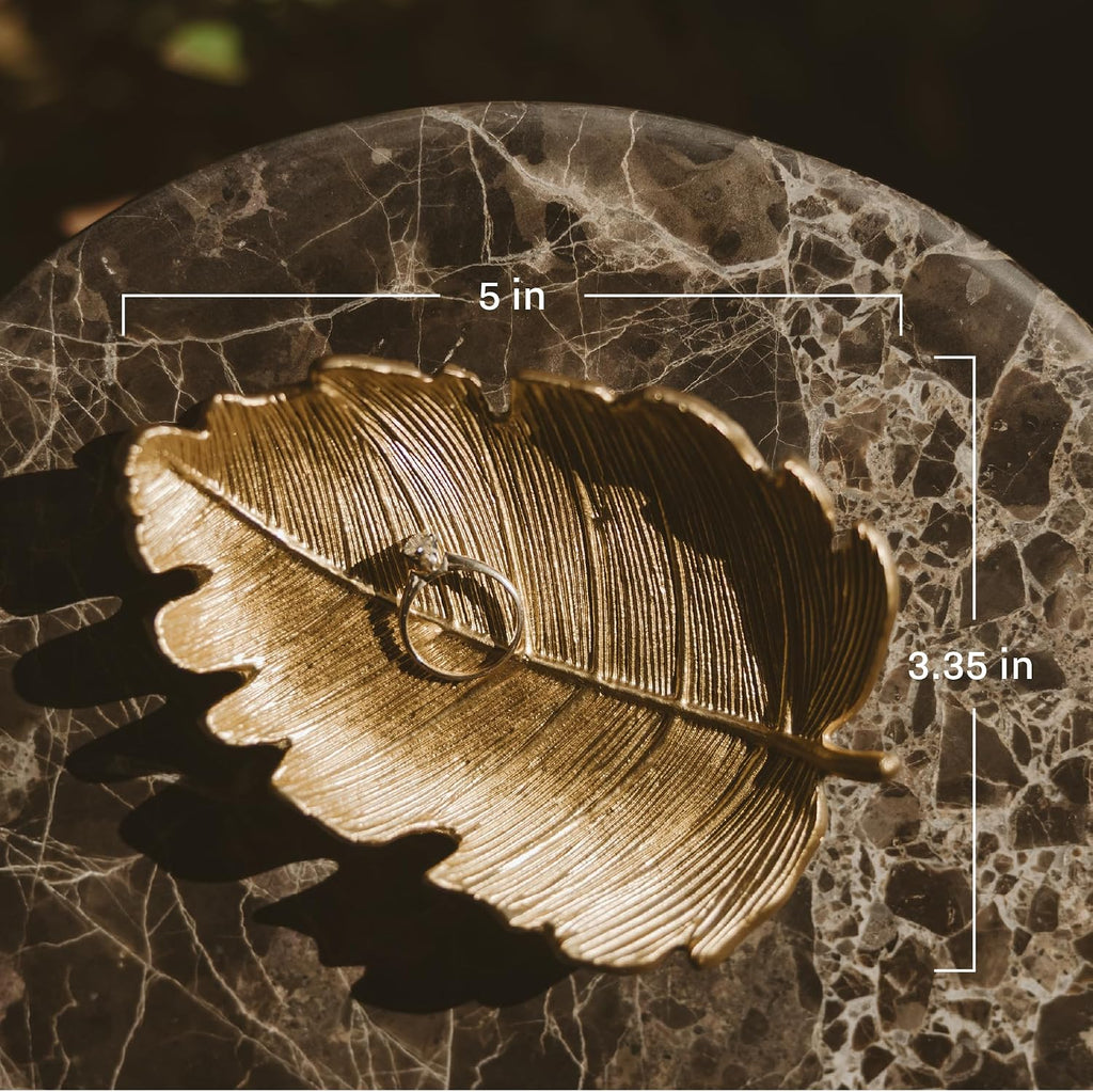 Leaf Jewelry Dish, Gold Resin Accessory & Trinket Tray