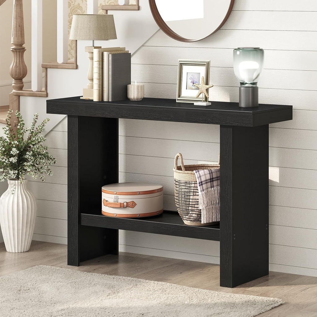 Console Table, 39.4'' Black Rectangular Entryway Table, Modern Console Table with Storage, Sofa Tables , Foyer
