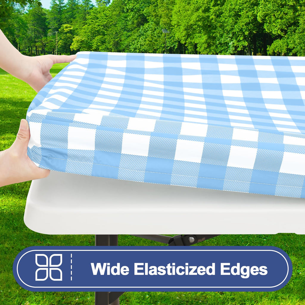 6FT Picnic Table Cover with Bench Covers, Elastic Fitted Tablecloth
