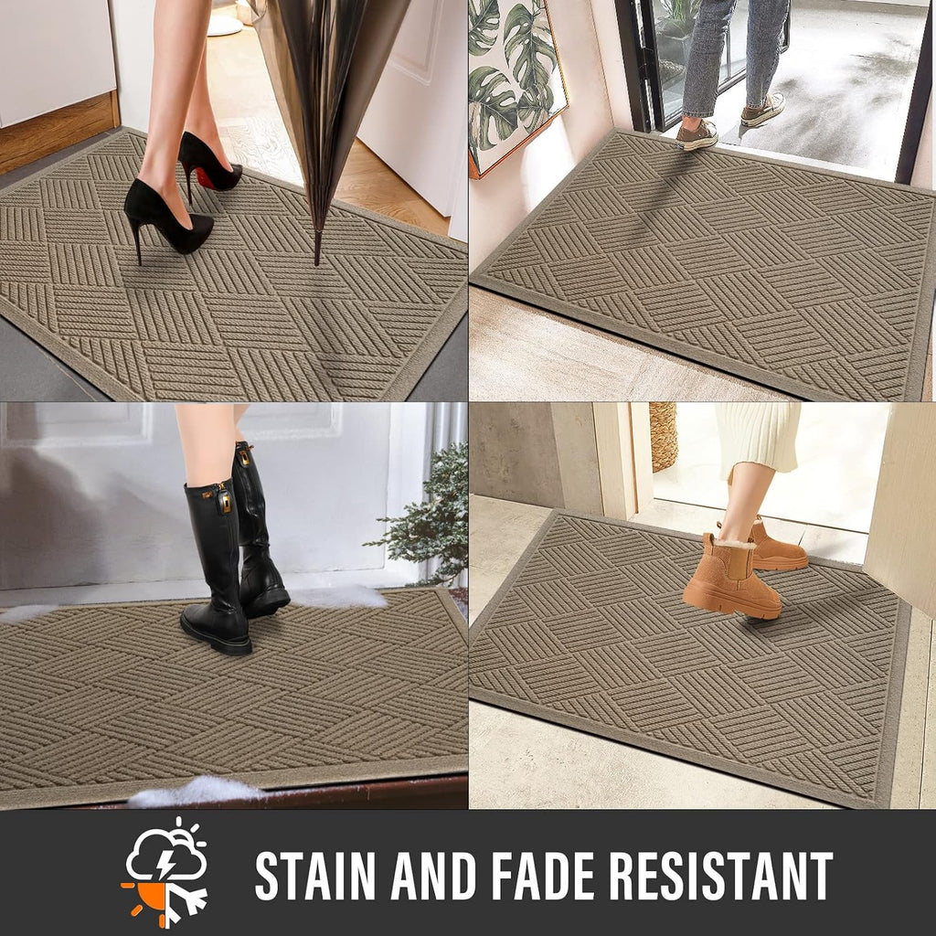 Sturdy Front Door Mat, Absorbent Muddy Dirt Resist Welcome Door Mats Outdoor Indoor, Stain and Fade Resistant