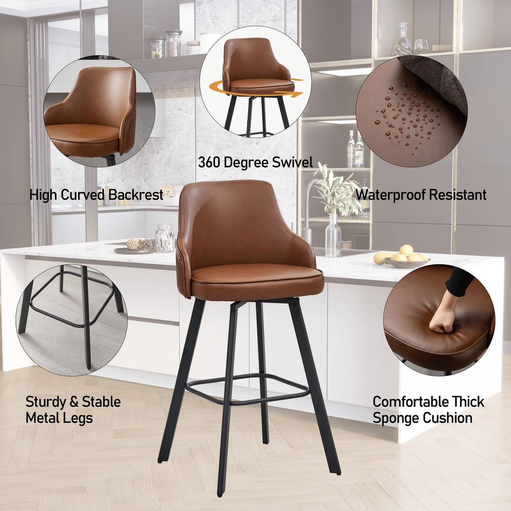 Bar Height Bar Stools Set of 4, 30" Stools with Back Island