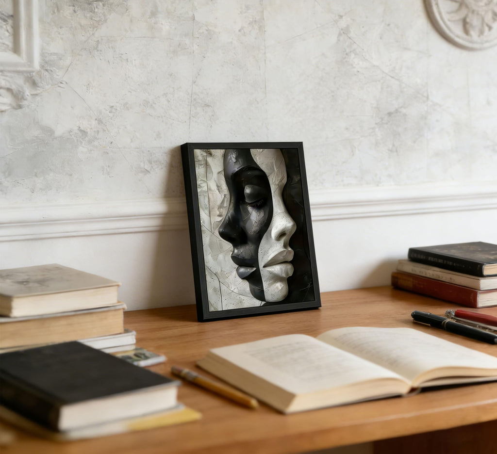 Modern Abstract Female Face Canvas Wall Art Trendy Black and White Painting Picture Wall Decor Female Portrait Poster