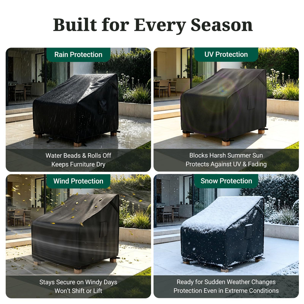 Waterproof, Outdoor Furniture Covers for Rocking Chair, Heavy Duty Anti UV Chair Cover, Fits up to 40"W x 40"D x