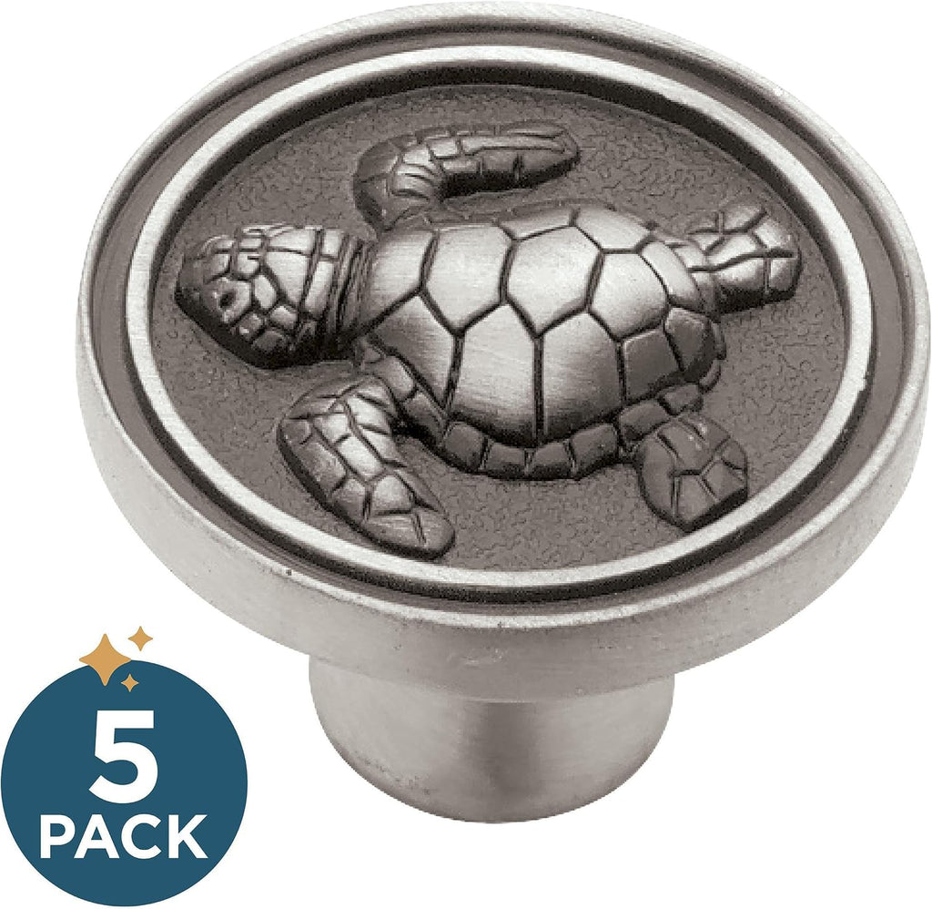 5 Pack Brushed Pewter Cabinet Knobs 1-7/16 inch (37mm) Kitchen Cabinet Handles and Drawer Knobs for Cupboards