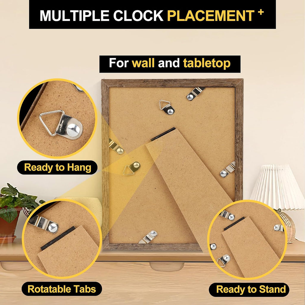 8x10 Picture Frames with 6x8 Mat Set of 6, Rustic Brown | Wood Grain Design, Wall Mounting or Tabletop Display, for