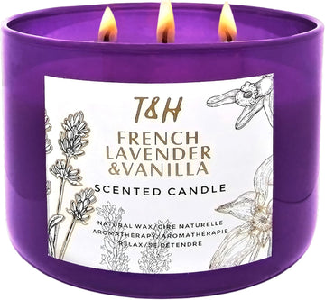 French Lavender Vanilla Large 3-Wick Soy Scented Candle, 15.8 oz