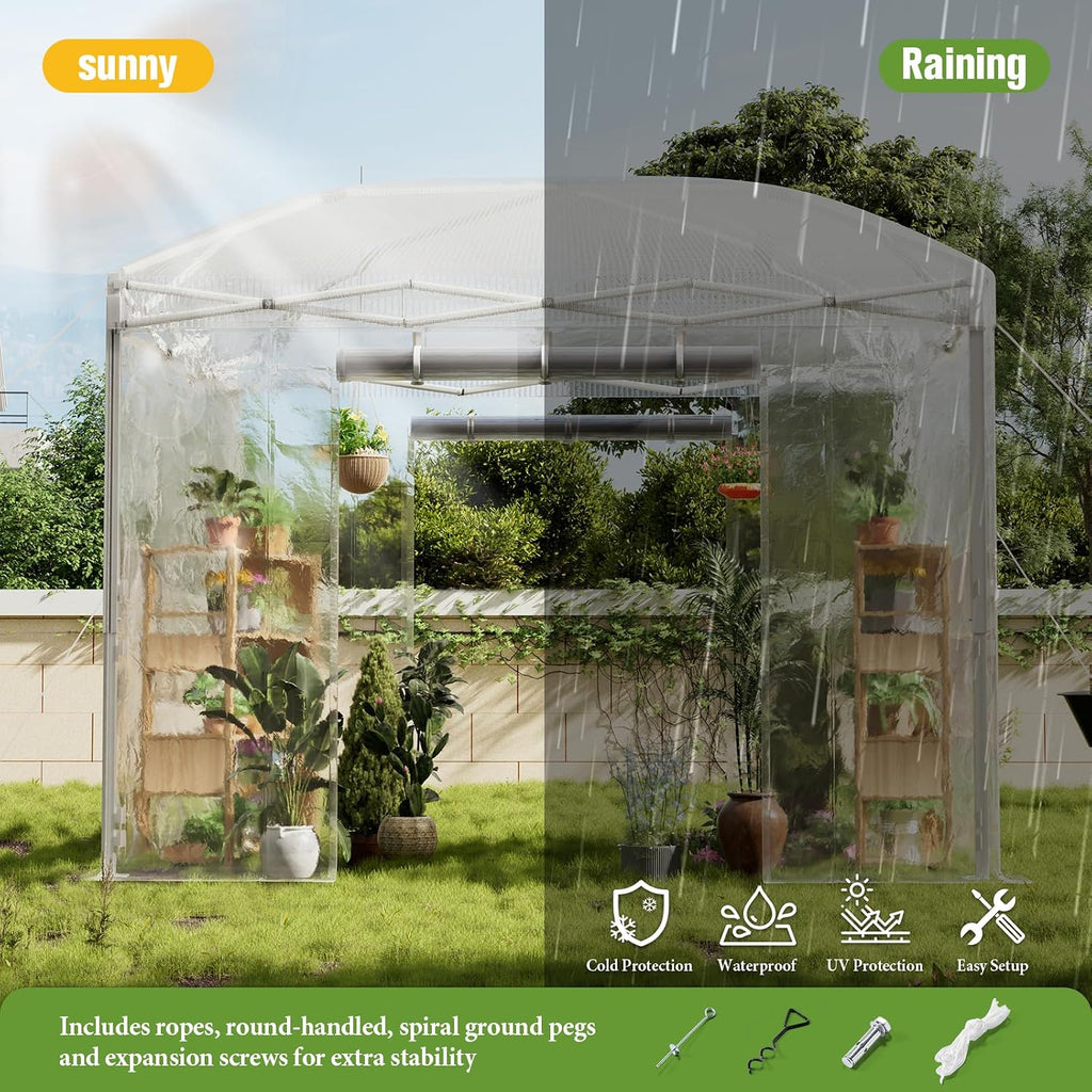 10x10x8.5 FT Portable Walk-in Greenhouse, Indoor Outdoor | Spacious plant shelter helps protect vegetables, flowers