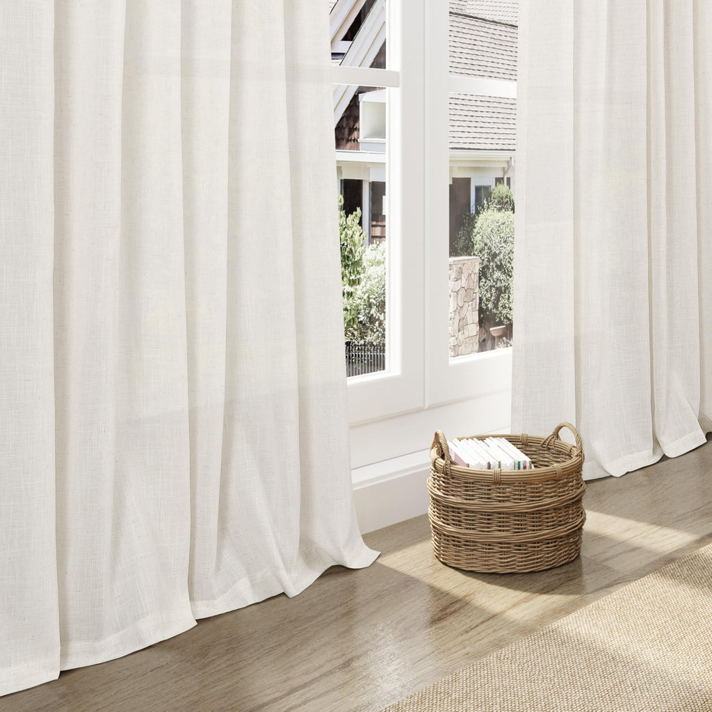 Extra Long Curtain Cocoa Coffee Morden Linen Blend Light Filtering Back Tab Curtains for Long Winodws 120 Inches