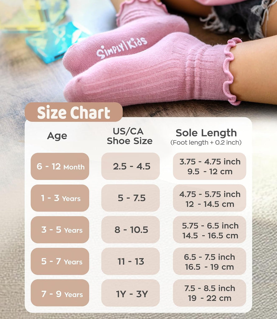 6 Pairs Toddler Ruffle Socks, Baby Little Girl Kids Grip Socks