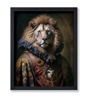 Renaissance Animal Poster - Retro Funny Print - Gift for Artist, Friend - Aristocratic Lion, Renaissance, Formal