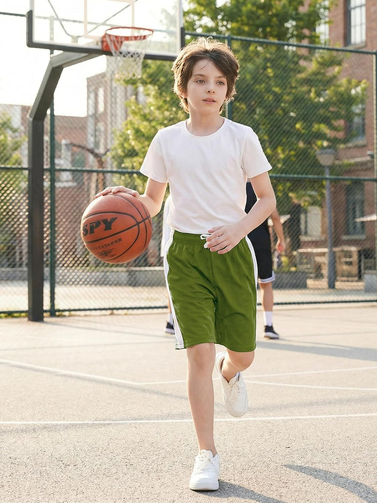 5 Pack Boys Shorts Kids Basketball Athletic Shorts Soccer Sports Mesh Quick Dry Active Gym Clothes with Drawstring